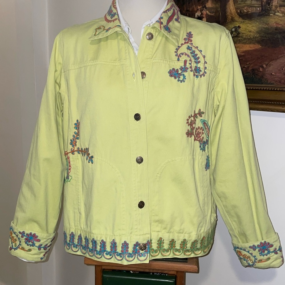 Coldwater Creek Embroidered Jean Jacket. Size Xl